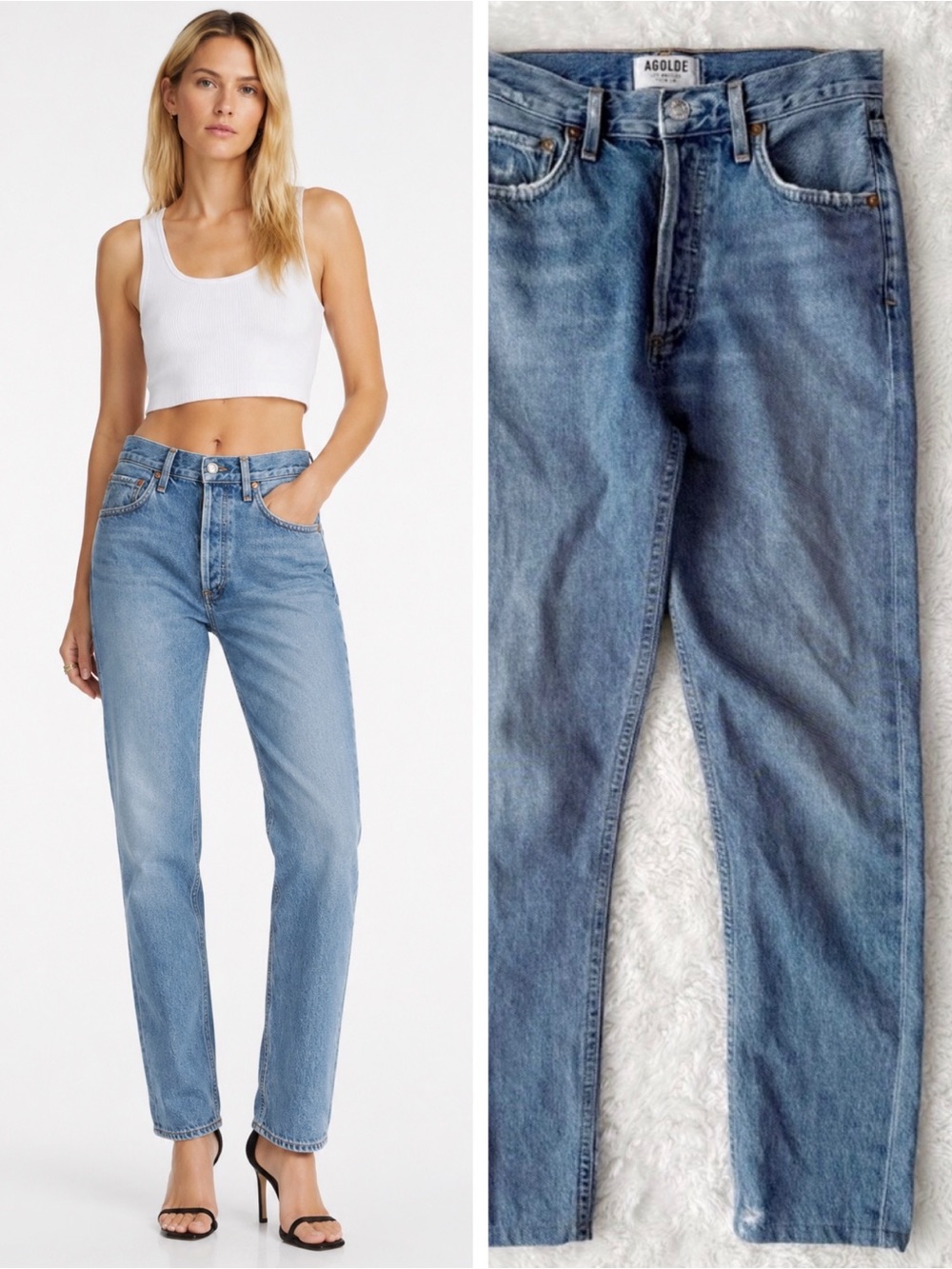 Agolde Woman Blue Feel Good High Rise Cigarette Jeans US24 Contemporary Classic